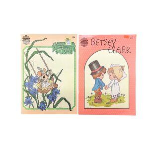 Vintage Cross Stitch Pattern Books Lot of 2 Gloria Pat Merry Mouse Betsey Clark